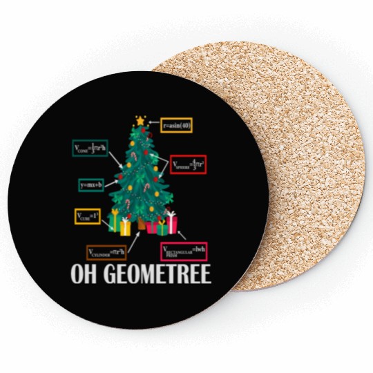 Festive Christmas Tree with Geometric Elements Coasters