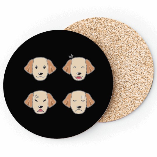 Funny Labrador Retriever Dog Cartoon Faces Coasters