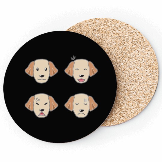 Funny Labrador Retriever Dog Cartoon Faces Coasters