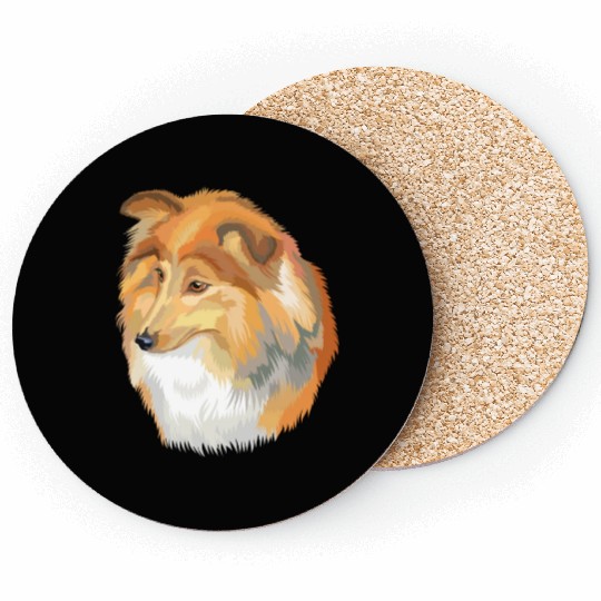 Cute Sheltie Dog Watercolor Painting Coasters