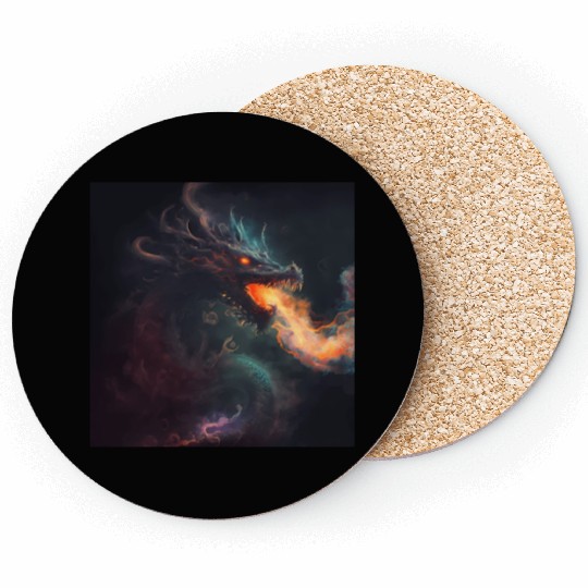 Dark fantasy fire breathing dragon Coasters