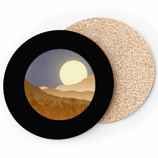 Nightscape with full moon Coasters