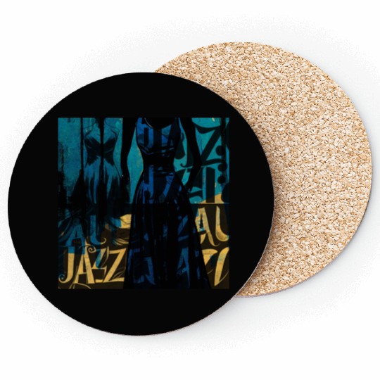 Jazz girls, jazz painting with beautiful girls, in Coasters