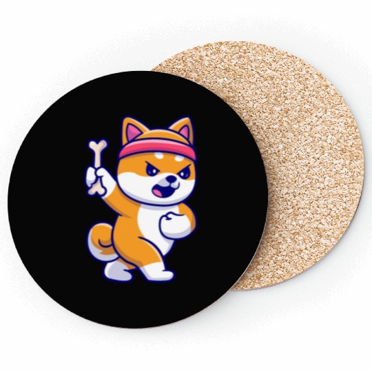 Cute Shiba Inu dog In gym Coasters