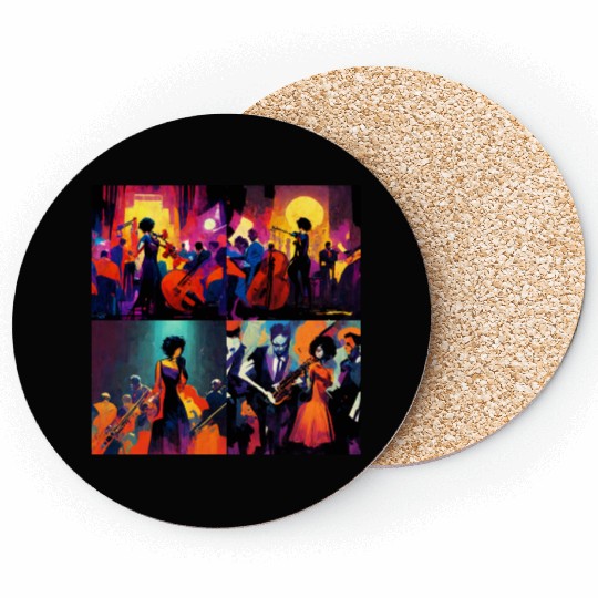 Jazz girls, jazz painting with beautiful girls Coasters