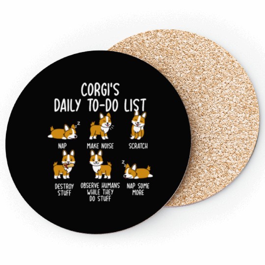 Corgi Daily To Do List Coasters