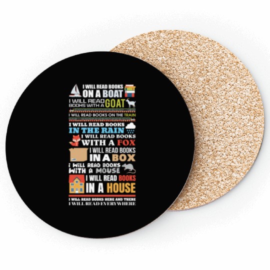 Reading Library Literature Read Books Lover Reader Coasters