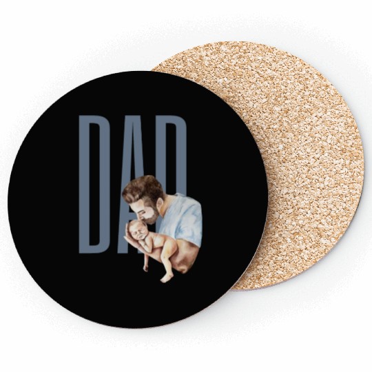 Dad And Newborn Watercolor Design Coasters