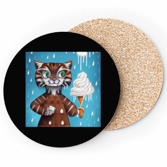 happy tiger love ice cream Coasters