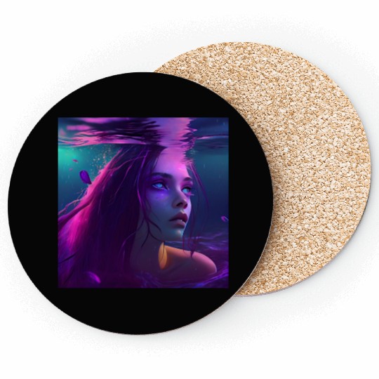purple mermaid underwater Coasters