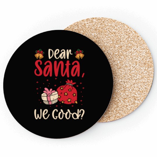 Dear Santa Christmas Holiday Typography Coasters