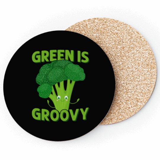 Green Is Groovy Broccoli Vegetable Coasters