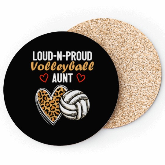 Loud-N-Proud Volleyball Aunt Birthday Party Family Coasters