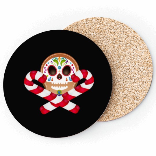 Gingerbread man Sugar Skull decor for Christmas Coasters