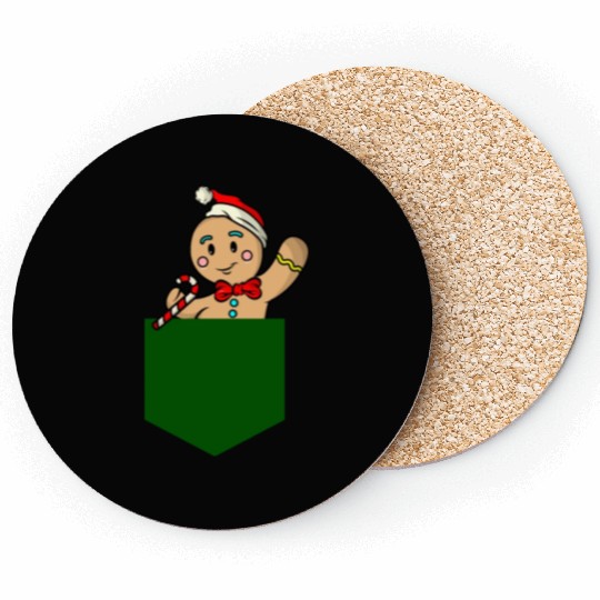 Christmas gingerbread man in breast pocket gift Coasters