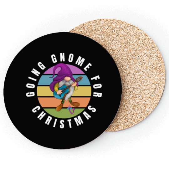 FUNNY RETRO "GOING GNOME FOR CHRISTMAS" SUNSET w Coasters