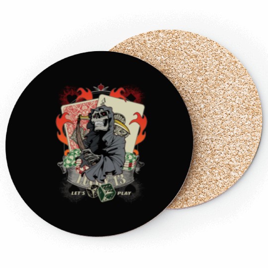 Let us play Poker Lucky 13 Skull gift Coasters