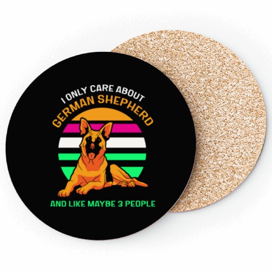German Shepherd and like maybe 3 people Coasters