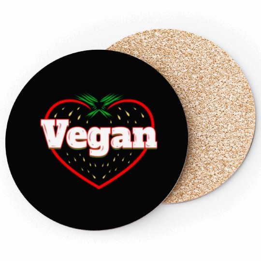 Strawberry Logo For Vegetarians - Go Vegan Coasters