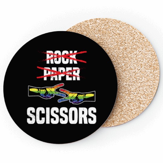 Womens Rock Paper Scissors Funny Lgbt Pride Coasters