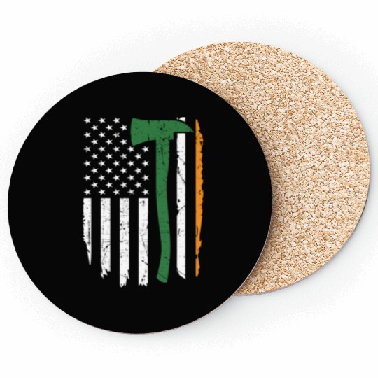 Irish Firefighter American Flag Ireland Coasters