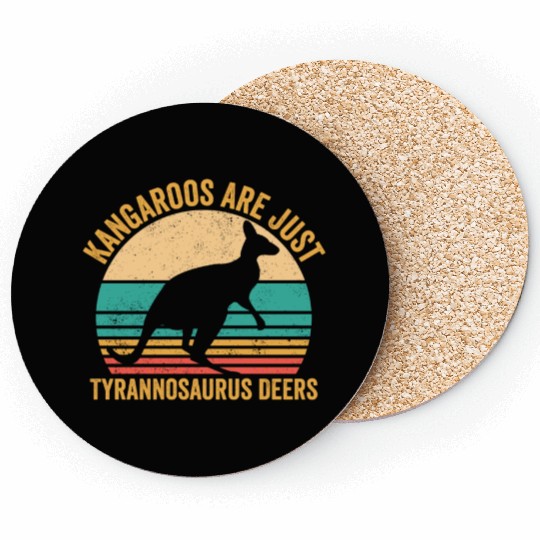 Funny Kangaroo Are Just Tyrannosaurus Deers Retro Coasters