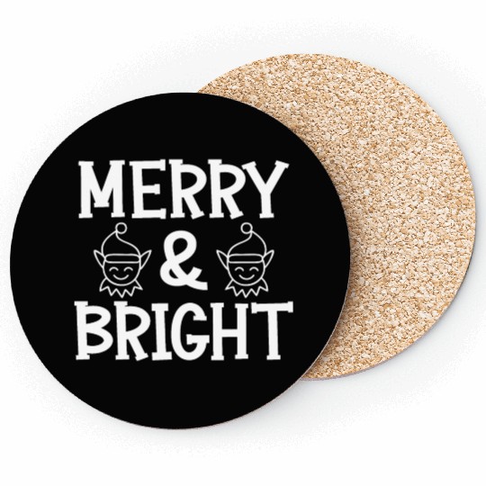 Merry and bright Christmas holiday festive seasons Coasters