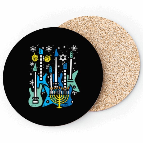 Hanukkah Guitars Chanukah Jewish Rock Rocker Coasters