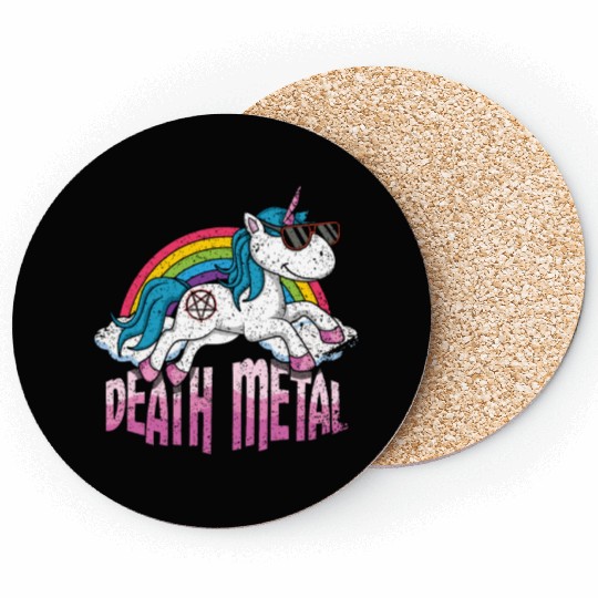 Rainbow Unicorn Love Metal Music Heavy Rocker Coasters