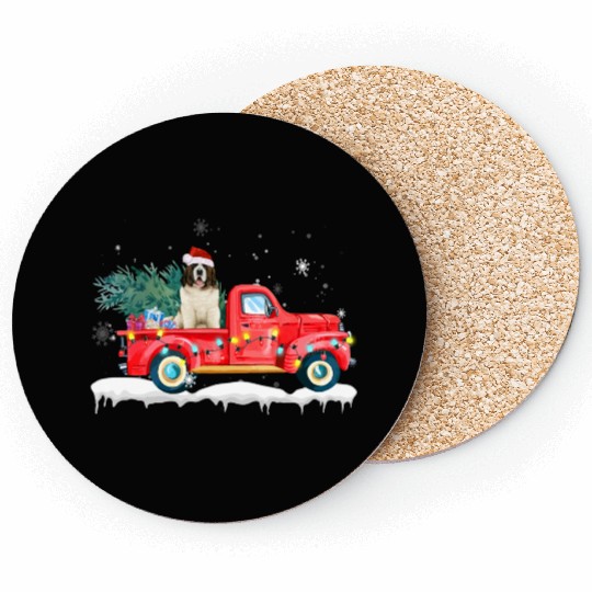 Saint Bernard Christmas Dog Santa Xmas Coasters