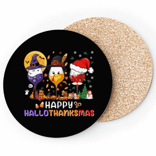 Hallothanksmas Halloween Thanksgiving Christmas Coasters