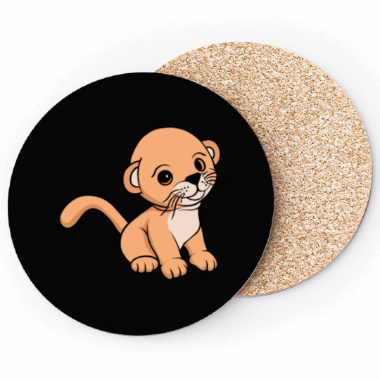 Cute Baby Lion Cartoon Clipart Animal Lover Gifts Coasters