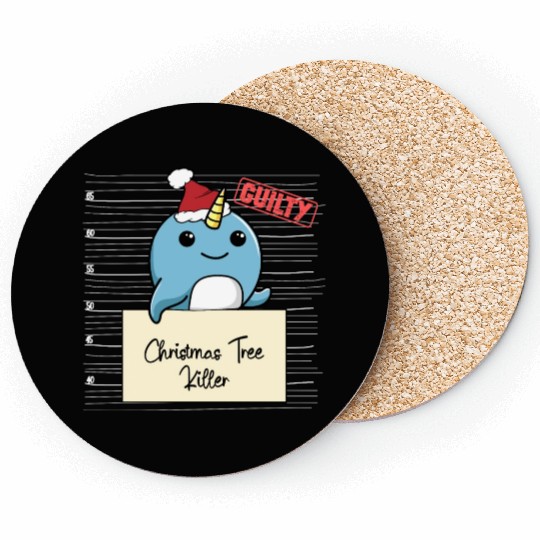 Narwhal christmas funny prison Coasters