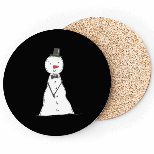 funny snowman with mustache and carrot Coasters