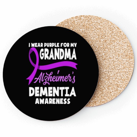 I Wear Purple For My Grandma Alzheimer's Dementia Coasters
