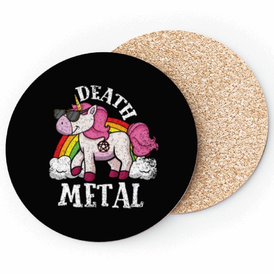 Rainbow Unicorn Rocker Love Metal Music Heavy Rock Coasters