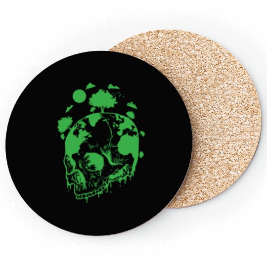 Green Earth on a Bone Head Nature Coasters