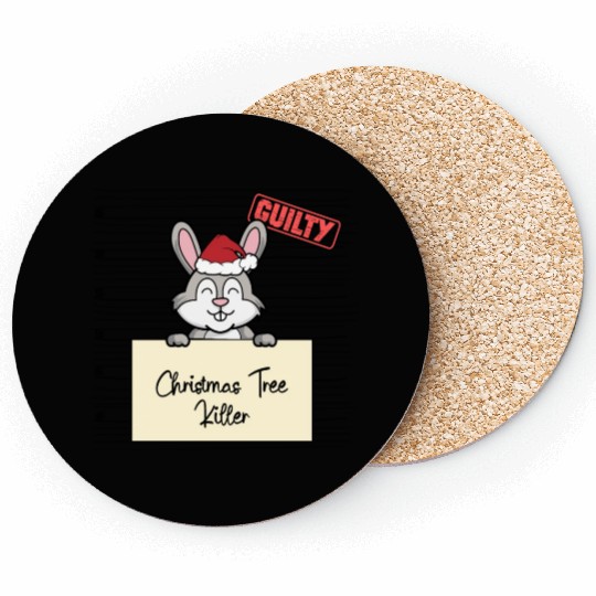 Rabbit christmas funny prison Coasters