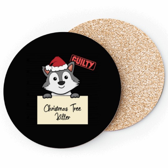 Wolf christmas funny prison Coasters