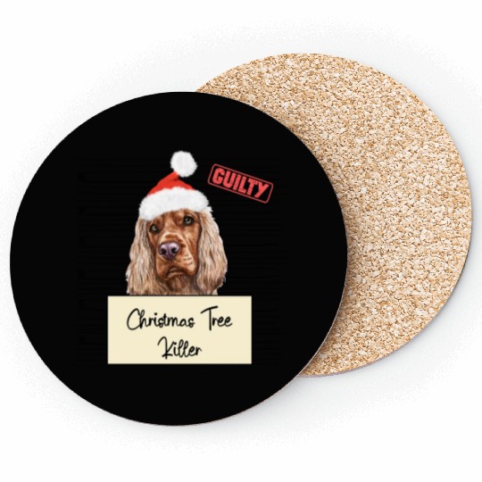 English cocker Spaniel christmas funny prison Coasters