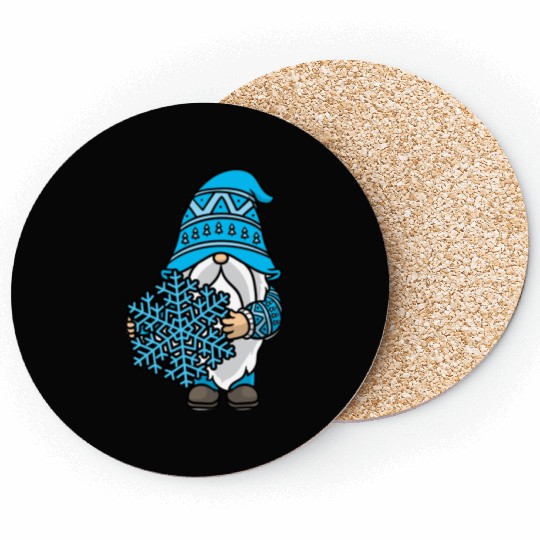Blue Christmas Gnome Snowflake Winter Xmas Santa Coasters