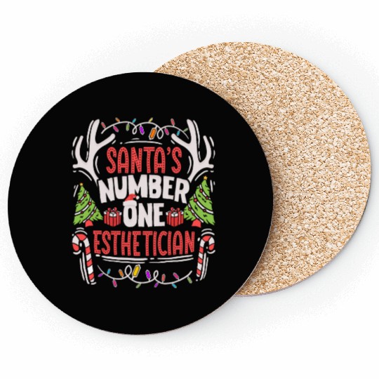 Santas Number One Esthetician Christmas Skin Care Coasters