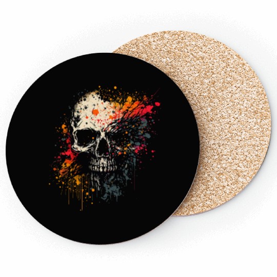 Ink Splatter Skull Coasters