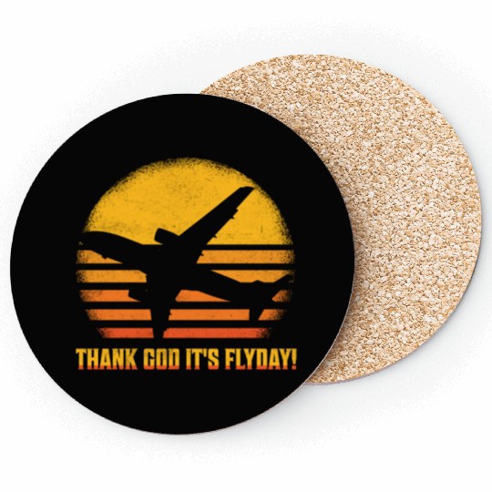 Thank God It's Flyday! Aviation Pilot Airline Coasters