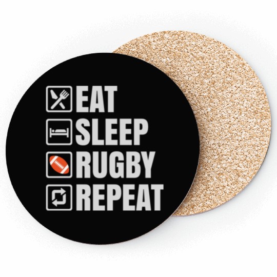 Eat Sleep Rugby Repeat Coasters