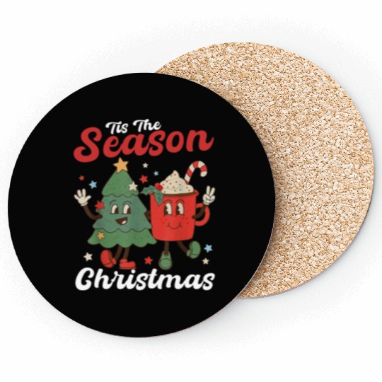 Tis The Season Christmas Tree Coffee Latte Coasters
