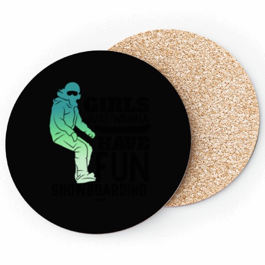 Snowboard girl woman winter holidays Coasters