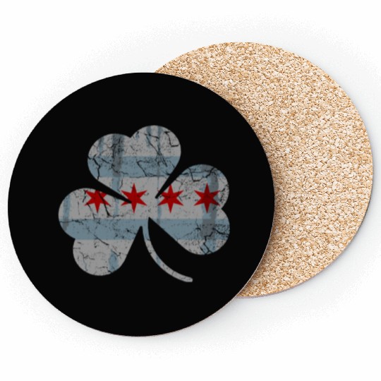 Chicago Flag Shamrock Irish St Patricks Coasters