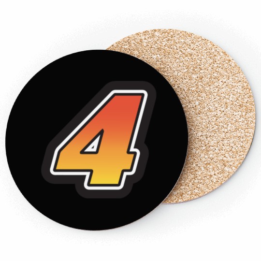Number Four 4 Gradient Yellow Orange 3 Stroke Coasters