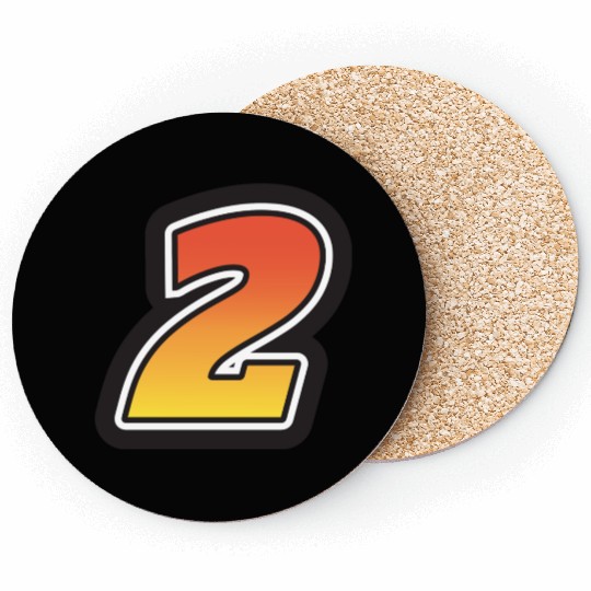 Number Two 2 Gradient Yellow Orange 3 Stroke Coasters